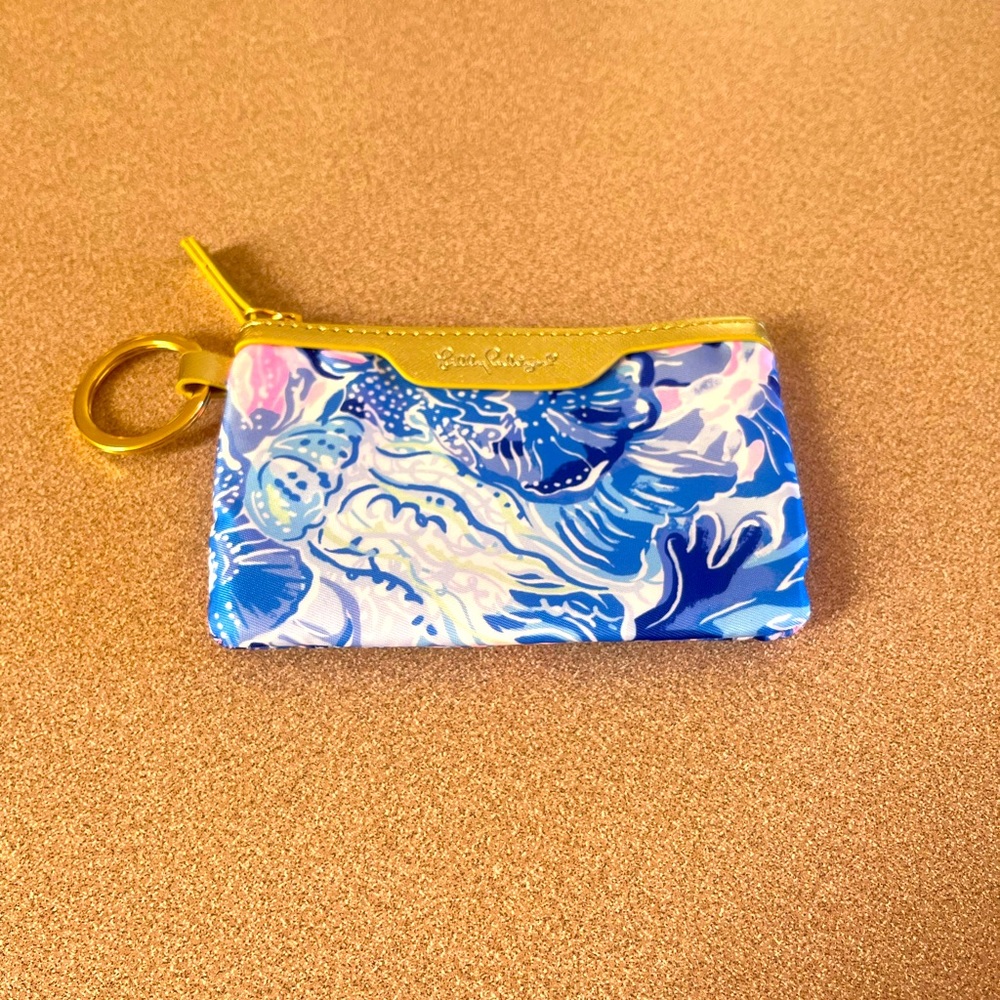 Lilly Pulitzer Blue and Yellow Keychain Wallet